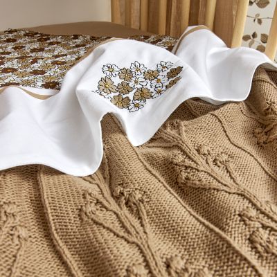 Meyco Ledikantdeken Romantic Flower Taupe 100 x 150 cm