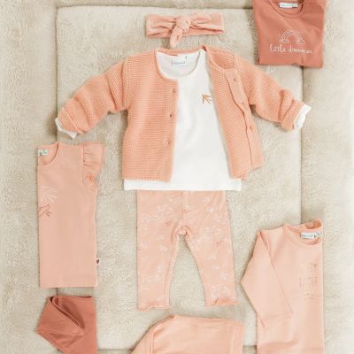 Babylook T-Shirt Korte Mouw Ruffle Peach Beige 56