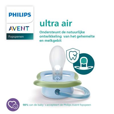 Philips Avent Fopspeen Ultra Air Sun / Rainbow - Green / Blue 0-6mnd (2 stuks) SCF085/58
