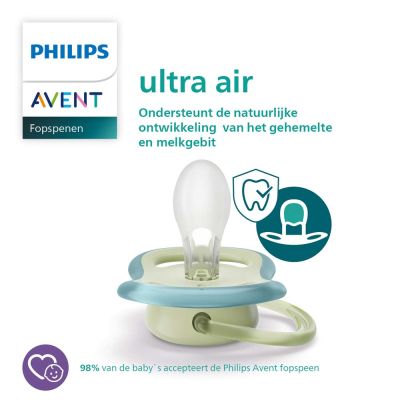 Philips Avent Fopspeen Ultra Air Sun / Rainbow - Green / Blue 0-6mnd (2 stuks) SCF085/58
