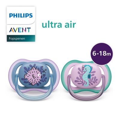 Philips Avent Fopspeen Ultra Air Seahorse / Fish 6-18mnd (2 stuks) SCF085/61
