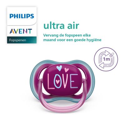 Philips Avent Fopspeen Ultra Air Elephant / Love 18mnd+ (2 stuks) SCF349/22
