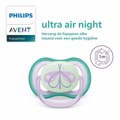 Philips Avent Fopspeen Ultra Air Nighttime Firefly / Dreams 0-6mnd (2 stuks) SCF376/19
