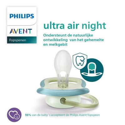 Philips Avent Fopspeen Ultra Air Nighttime Star / Owl 0-6mnd (2 stuks) SCF376/18
