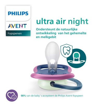 Philips Avent Fopspeen Ultra Air Nighttime Star / Dreams 6-18mnd (2 stuks) SCF376/14
