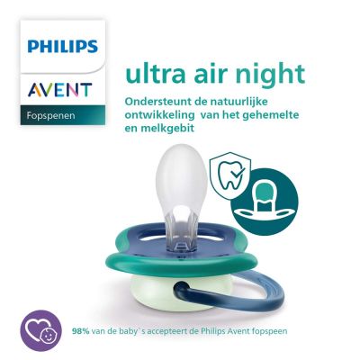 Philips Avent Fopspeen Ultra Air Nighttime Star / Moon 6-18mnd (2 stuks) SCF376/13
