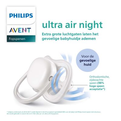 Philips Avent Fopspeen Ultra Air Nighttime Star / Moon 6-18mnd (2 stuks) SCF376/13
