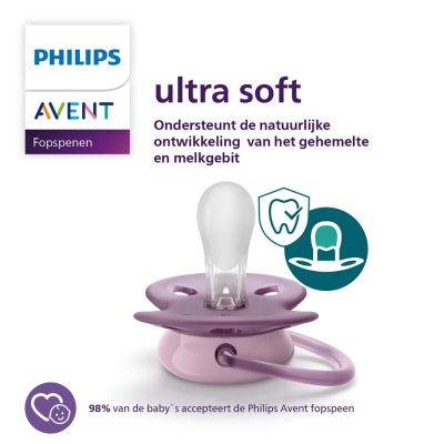 Philips Avent Fopspeen Ultra Soft Grey / Orange 6-18mnd (2 stuks) SCF091/33
