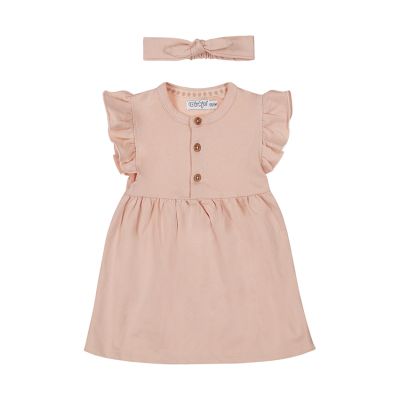 Dirkje Jurk Ruffle Mouw + Haarband - Light Coral