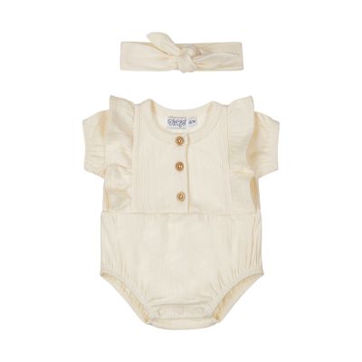 Dirkje Set Romper + Haarband - Off White