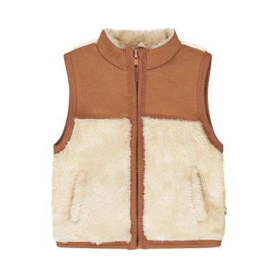 Dirkje Bodywarmer Fake Fur Sand